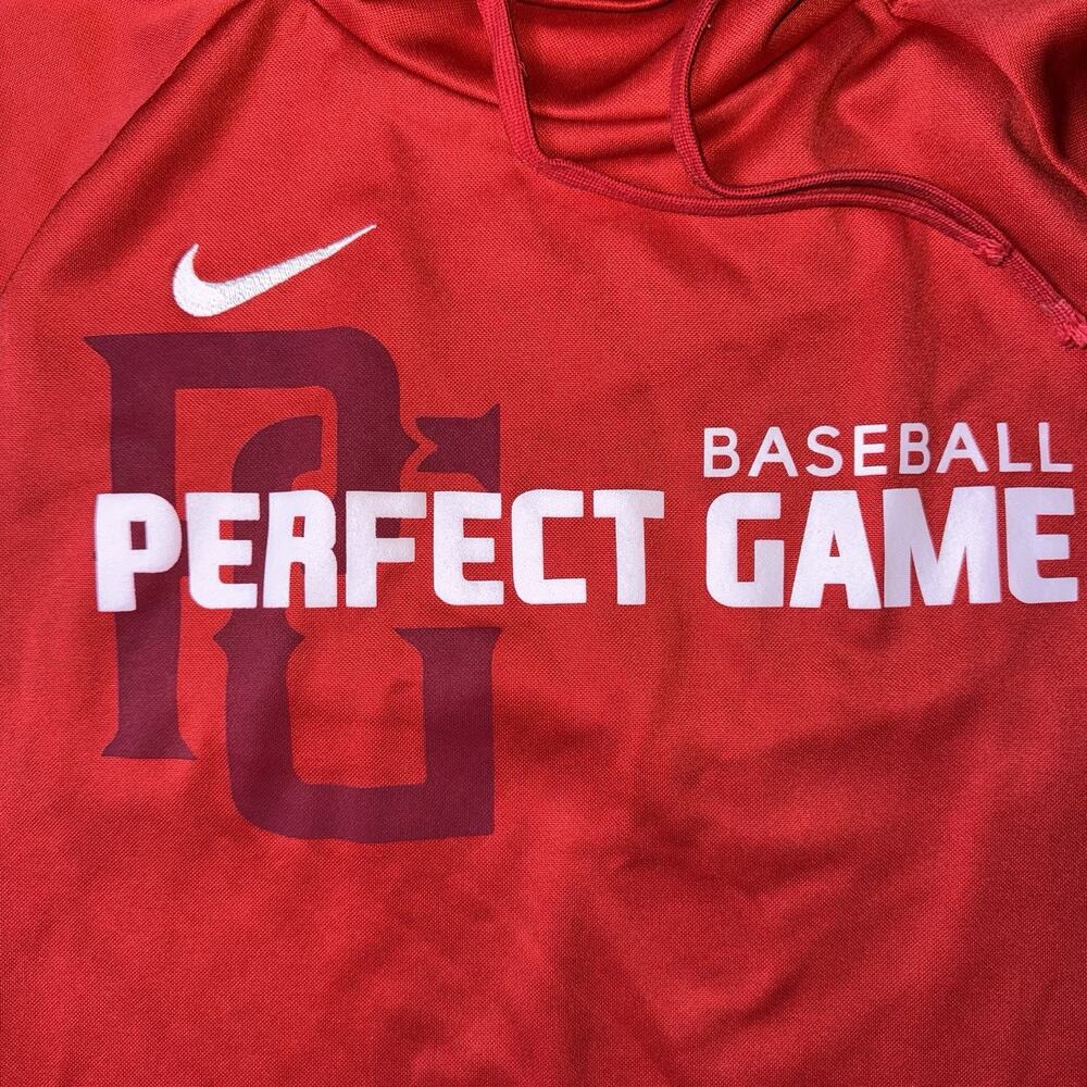 Nike Perfect Game Baseball Hoodie Men’s Medium Red Dri-Fit Pullover - Picture 3 of 7